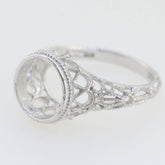 Art Deco Style Sterling Silver Semi Mount Ring Setting Round RD 9x9mm - Syzjewelry